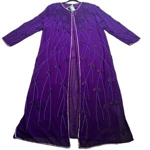 Exotic creations purple beaded kaftan maxi dress size 1x new